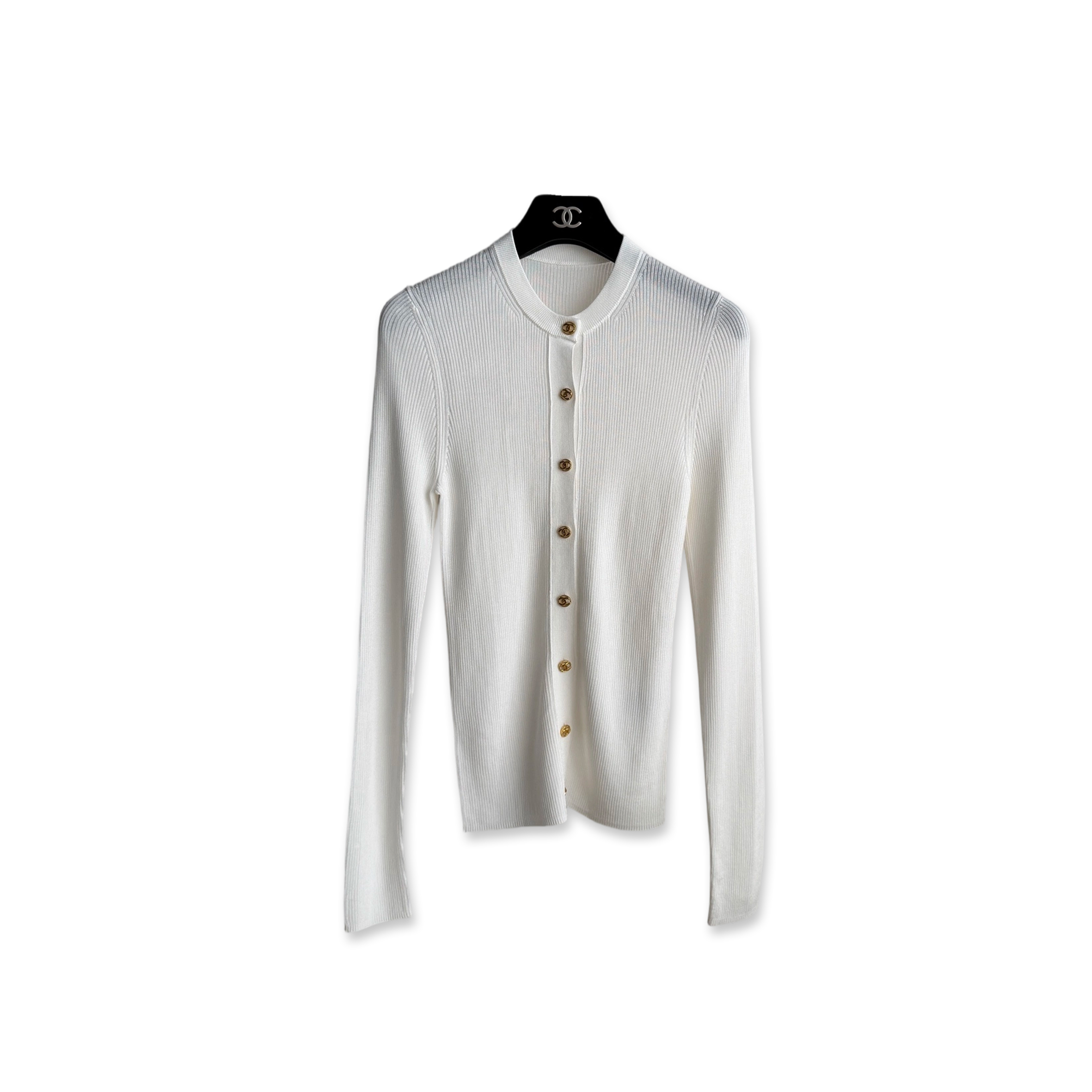 CHANEL GOLD BUTTON KNIT CARDIGAN
